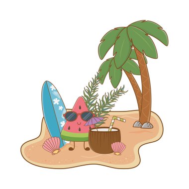 Yaz ve plaj sevimli karikatürler