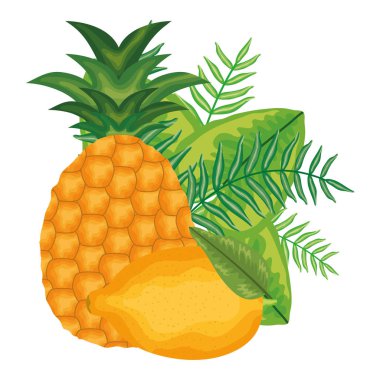 Taze limon ve ananas meyvesi