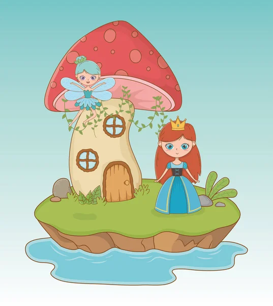 公主与仙女的童话般风景 — 图库矢量图片