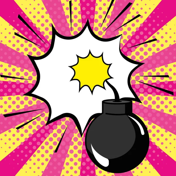 Pop arte explosiva bomba desenhos animados —  Vetores de Stock