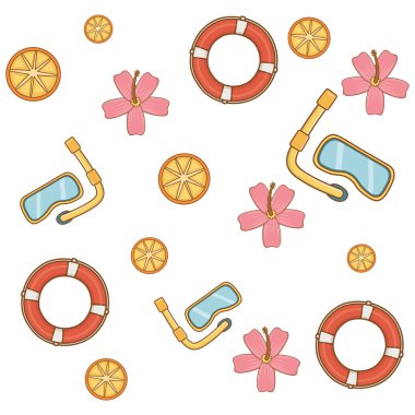 Yaz ve sahil arka plan vektörü illüstrasyonu