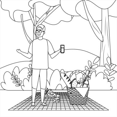 Erkek karikatür piknik tasarımı