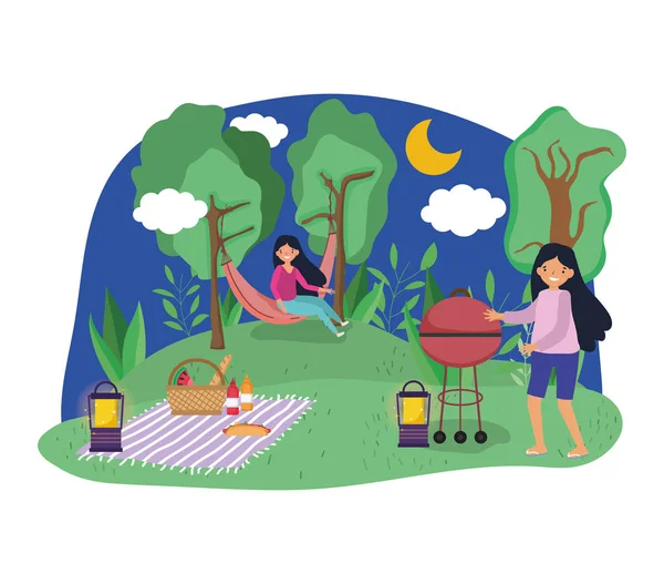 Jugendliche picknicken im Park — Stockvektor