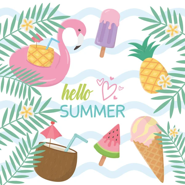 Summer holiday poster set icons — Stock Vector