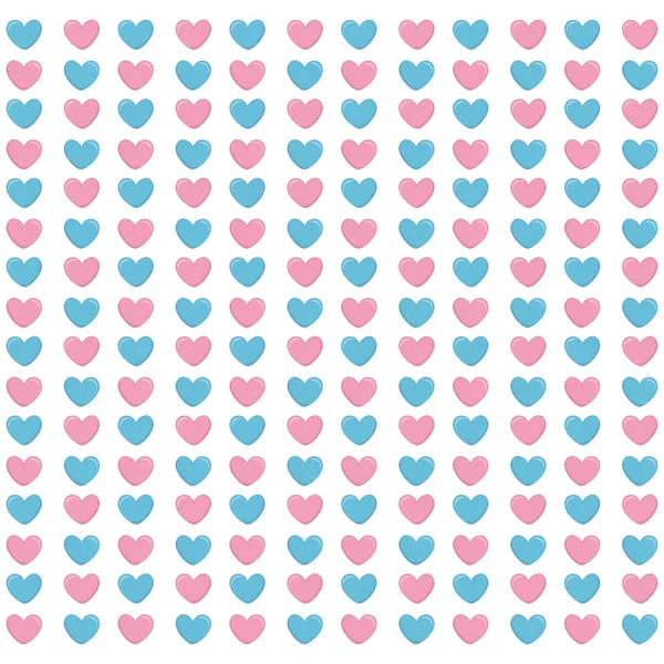 Hearts blue and pink pattern background — Stock Vector