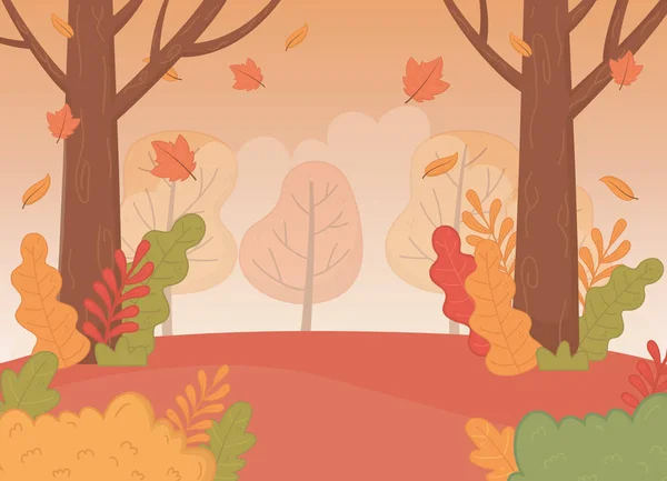 Forest autumn season landscape scene — Stok Vektör