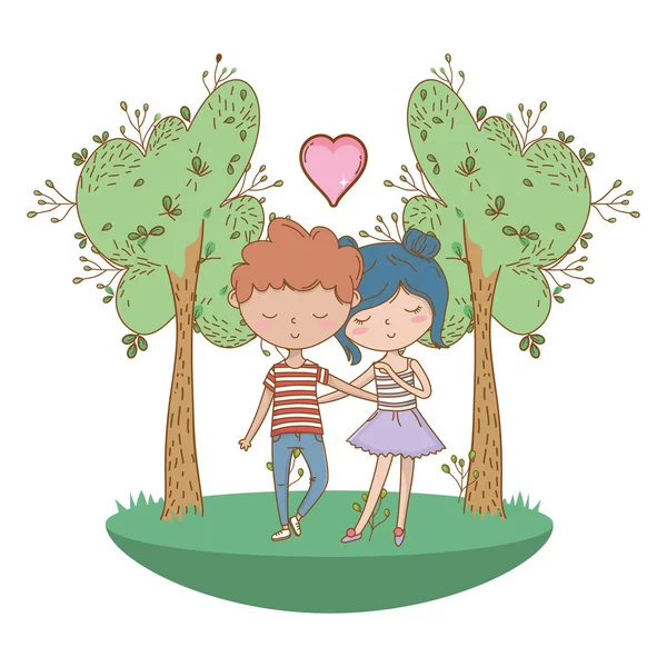 Adolescente niño y niña diseño de dibujos animados — Vector de stock