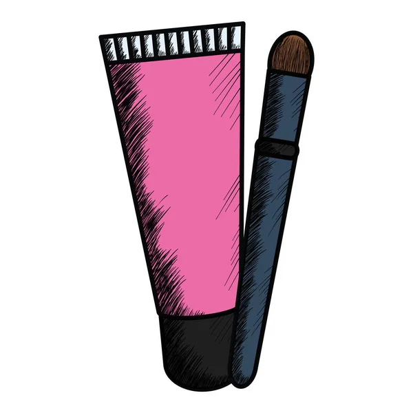 Maquillaje cepillo y dibujo brillante — Vector de stock
