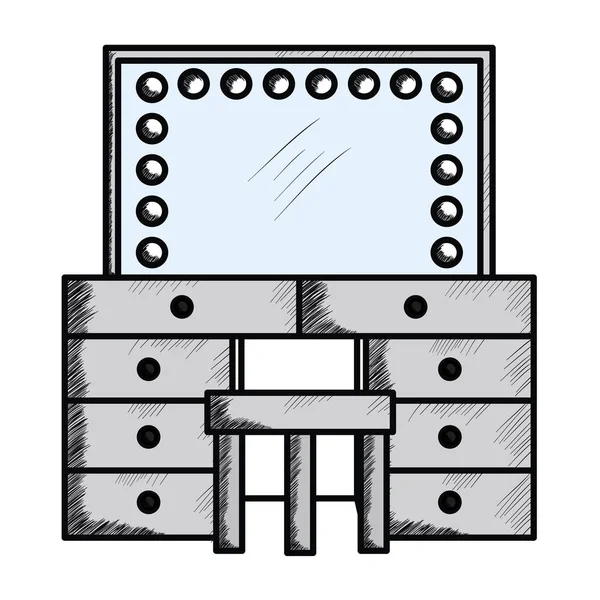 用镜子化妆厕所 — 图库矢量图片