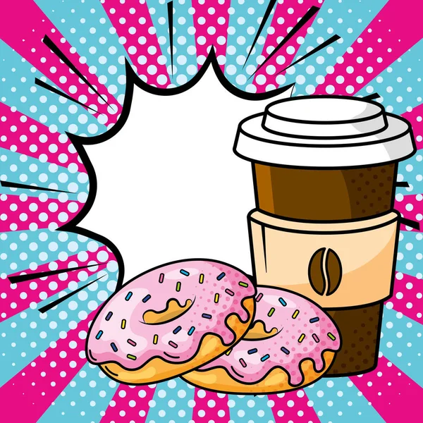 Kaffee und Donuts Vektor Illustration — Stockvektor