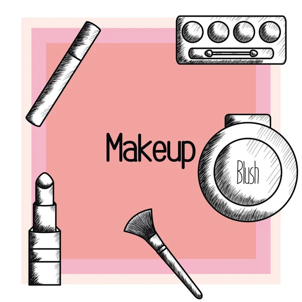 Make-up Accessoires Zeichnung — Stockvektor