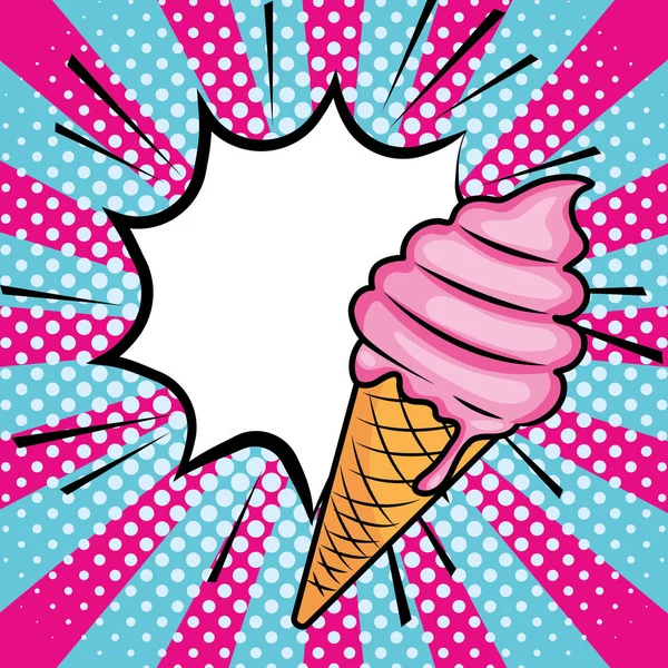 Pop art ice cream cartoon — Stock Vector