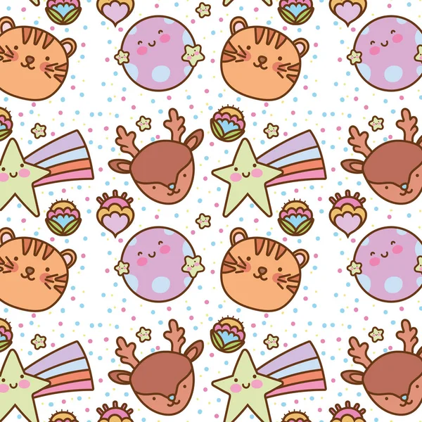 Kawaii cartoons achtergrond ontwerp vector illustratie — Stockvector