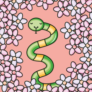 cute little snake kawaii character