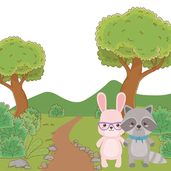 兔子和熊卡通设计 — 图库矢量图片