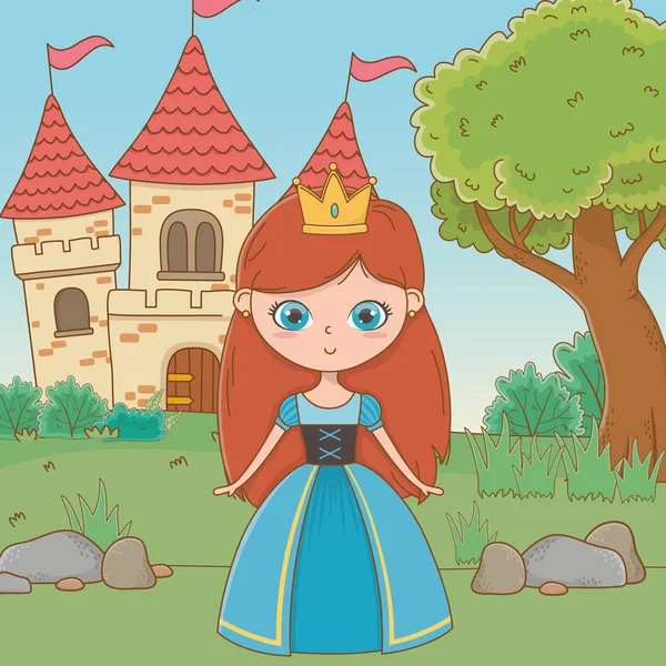 Mittelalterliche Prinzessin Cartoon Design Vektor Illustration — Stockvektor