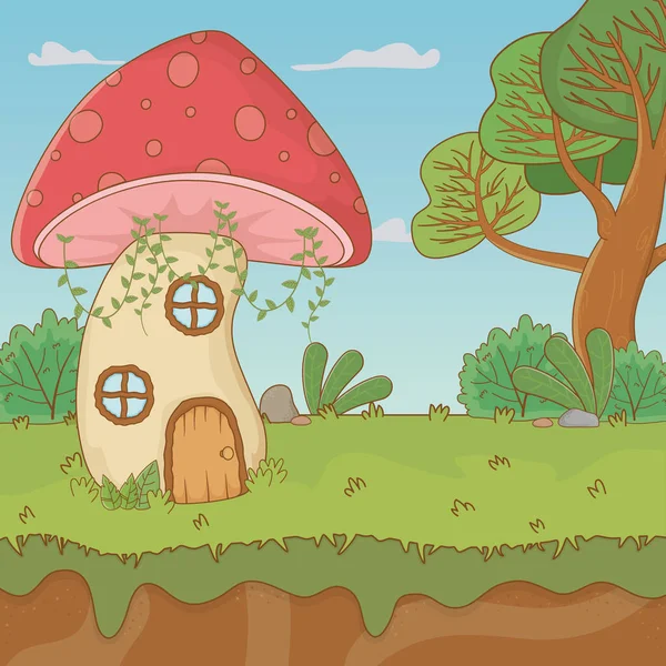 Paddestoel huis van Fairytale ontwerp vector illustratie — Stockvector