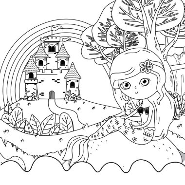 Peri masalı tasarım vektör illüstrasyon Mermaid