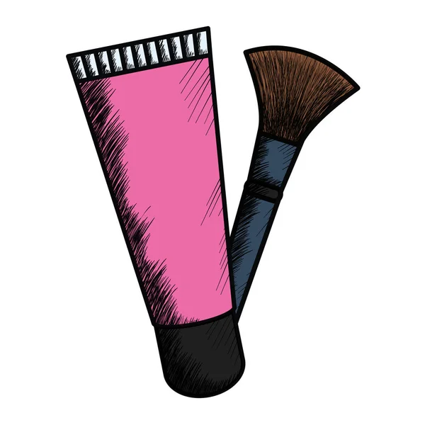 Make-up Pinsel und helle Zeichnung — Stockvektor