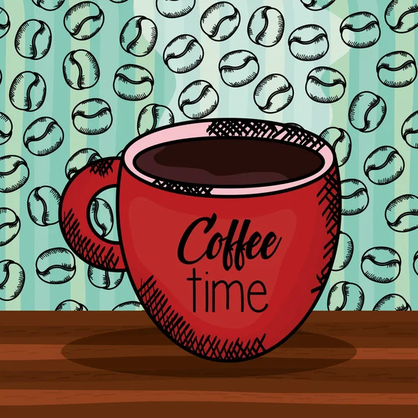 Koffie kopje met korrels patroon — Stockvector