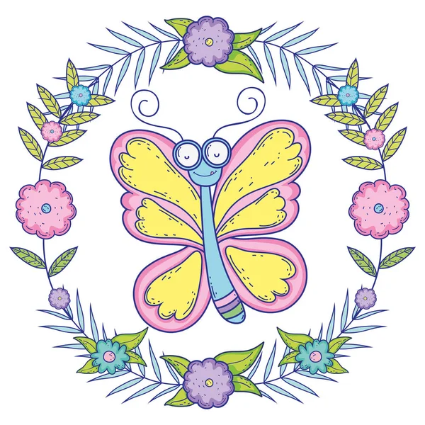 Ilustração vetorial de design de desenho animado isolado da borboleta — Vetor de Stock