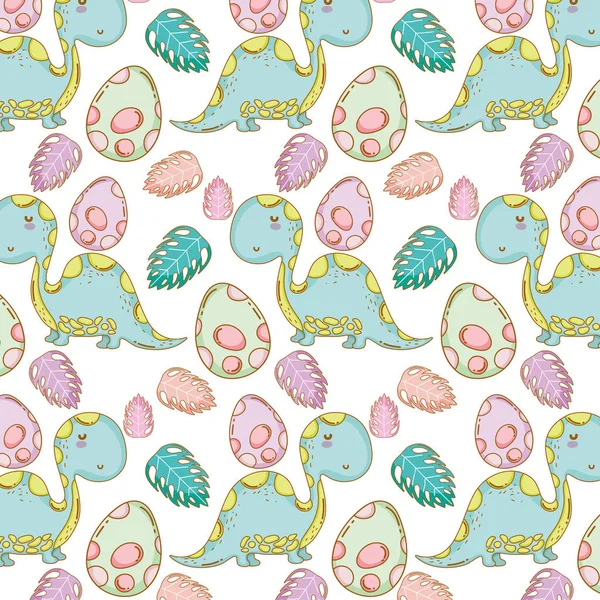 Cute apatosaurus pattern background — Vector de stock