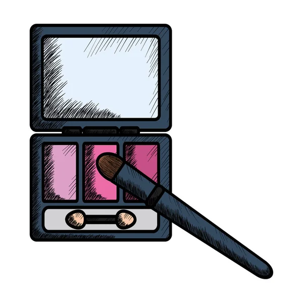 Ombres à paupières avec brosse et miroir maquillage dessin — Image vectorielle