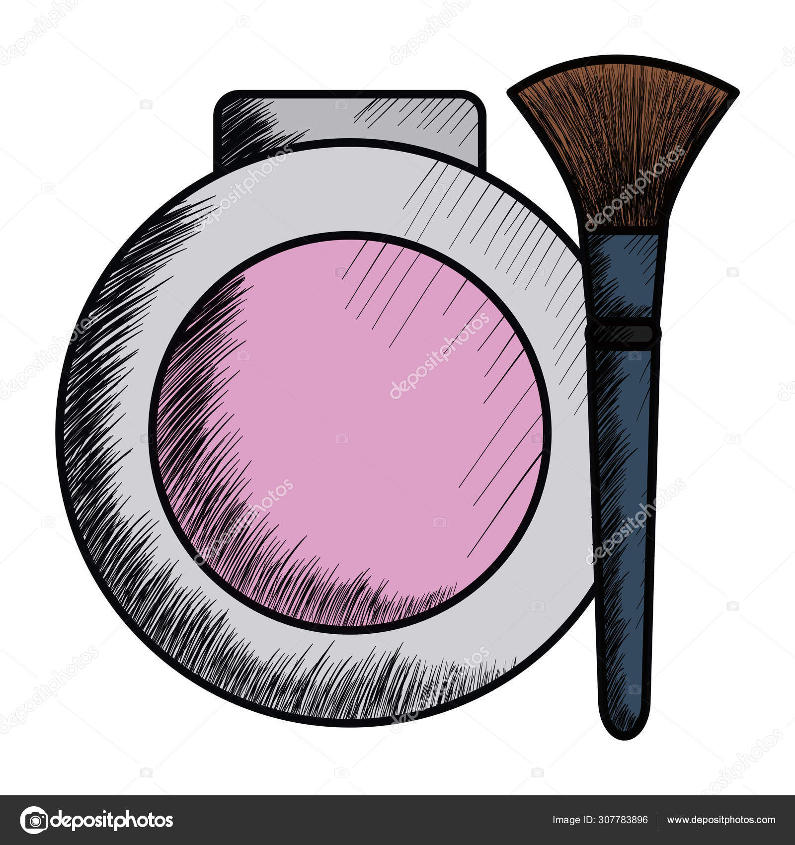 Rubor y pincel componen icono de dibujo Vector de stock #307783896