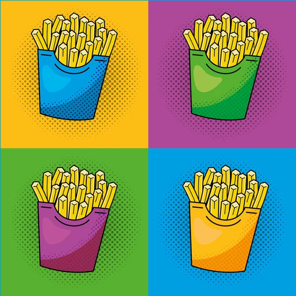Set of french fries icon — Stock Vector