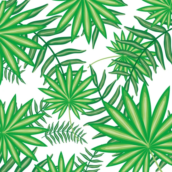 Exotic and tropical leafs plants pattern - Stok Vektor