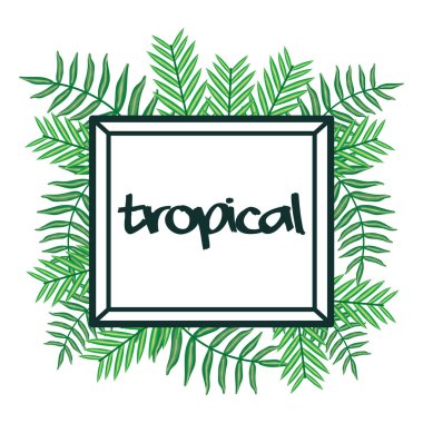 tropikal yapraklarla kare çerçeve