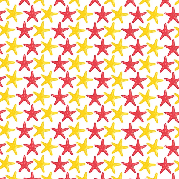 Starfishes shells animals pattern background — Vector de stock