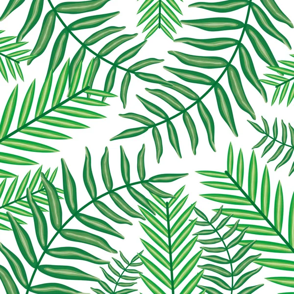 Set of tropical leafs plants pattern background — Vetor de Stock