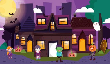 kostüm halloween görüntü ile çocuklar