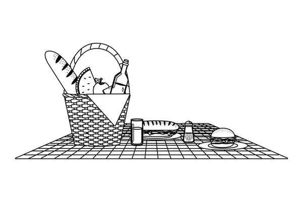 孤立したピクニックバスケットデザインベクトルイラストレーター — ストックベクタ