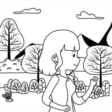 park tasarımında kadın karikatür