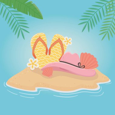 Yaz ve tatil simgesi set tasarım