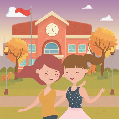 Genç kız karikatür tasarım vektör çizme