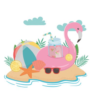 Yaz ve tatil simgesi set tasarım