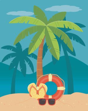vektör illüstrasyon palmiye ağacı tasarımı, yaz tatil vektör illüstrasyon