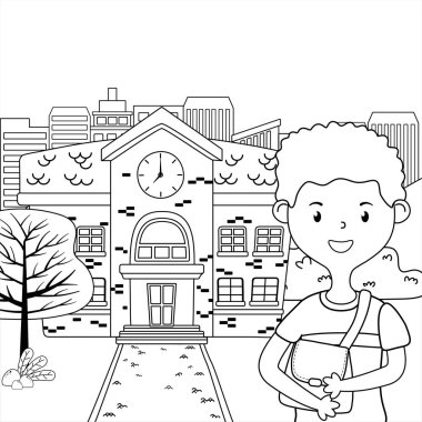 Okul tasarım çocuk karikatür