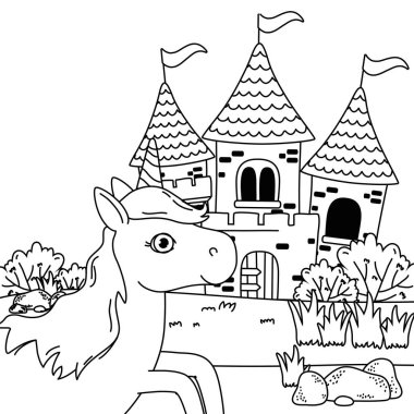 İzole Unicorn karikatür tasarım vektör