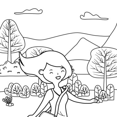 Genç kız karikatür tasarım vector Illustrator