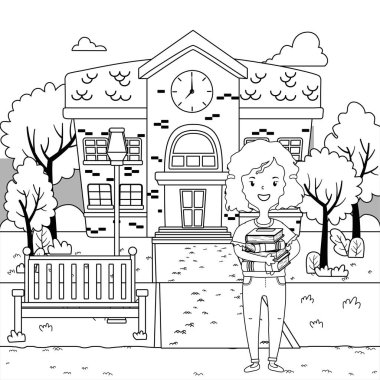 Okul tasarım kız karikatür