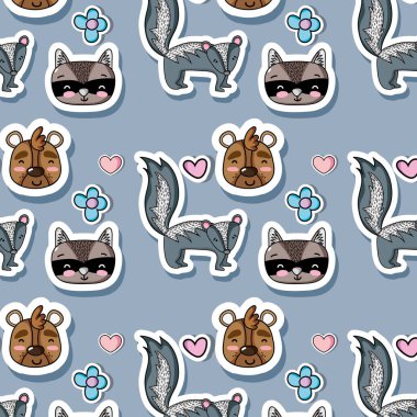 sevimli hayvanlar yamalar arka plan tasarımı