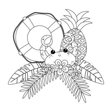 Yaz ve tatil simgesi set tasarım