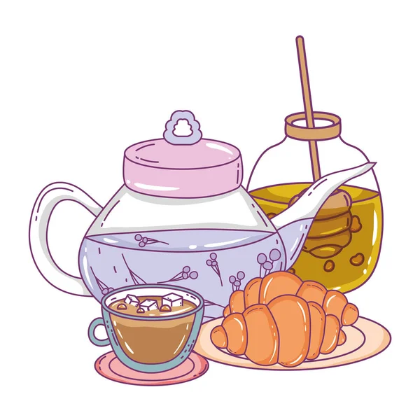 Pieza de té aislada y diseño de pan — Vector de stock