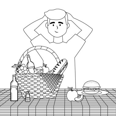 Erkek karikatür piknik tasarımı