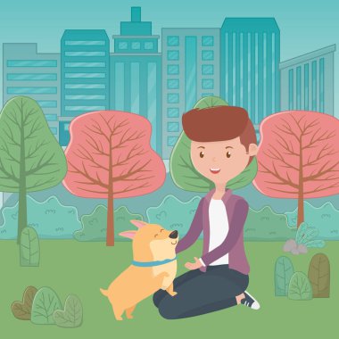 Köpek karikatür tasarımı ile çocuk