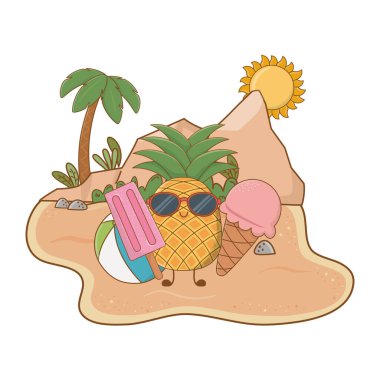 Yaz ve plaj sevimli karikatürler